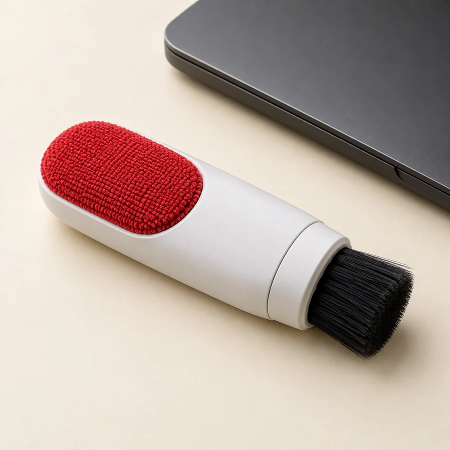 AI-generated concept illustration for OXO Good Grips Sweep & Swipe Laptop Cleaner; visual reference, not an exact product photograph